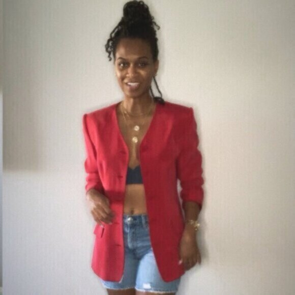 Andrea Viccaro Vintage Silk Single Breasted Collarless Blazer - Picture 6 of 17